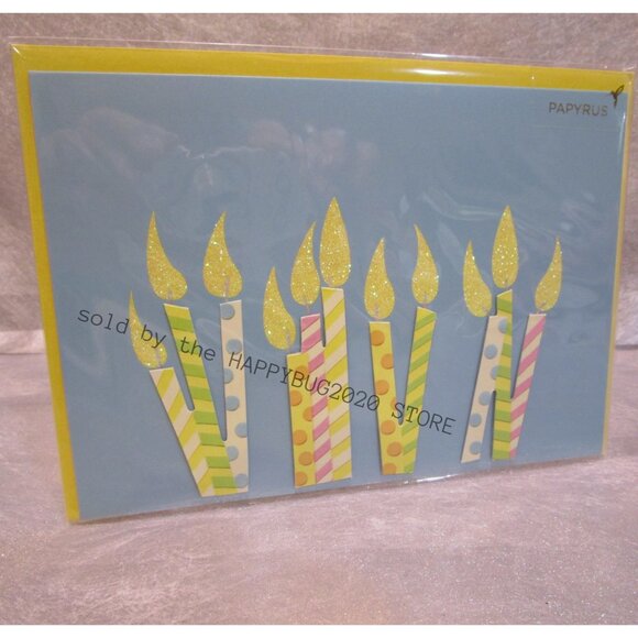 Papyrus HAPPY BIRTHDAY GREETING CARD-GIFT BAG Set-Die cut glitter candles-NEW - Picture 4 of 10